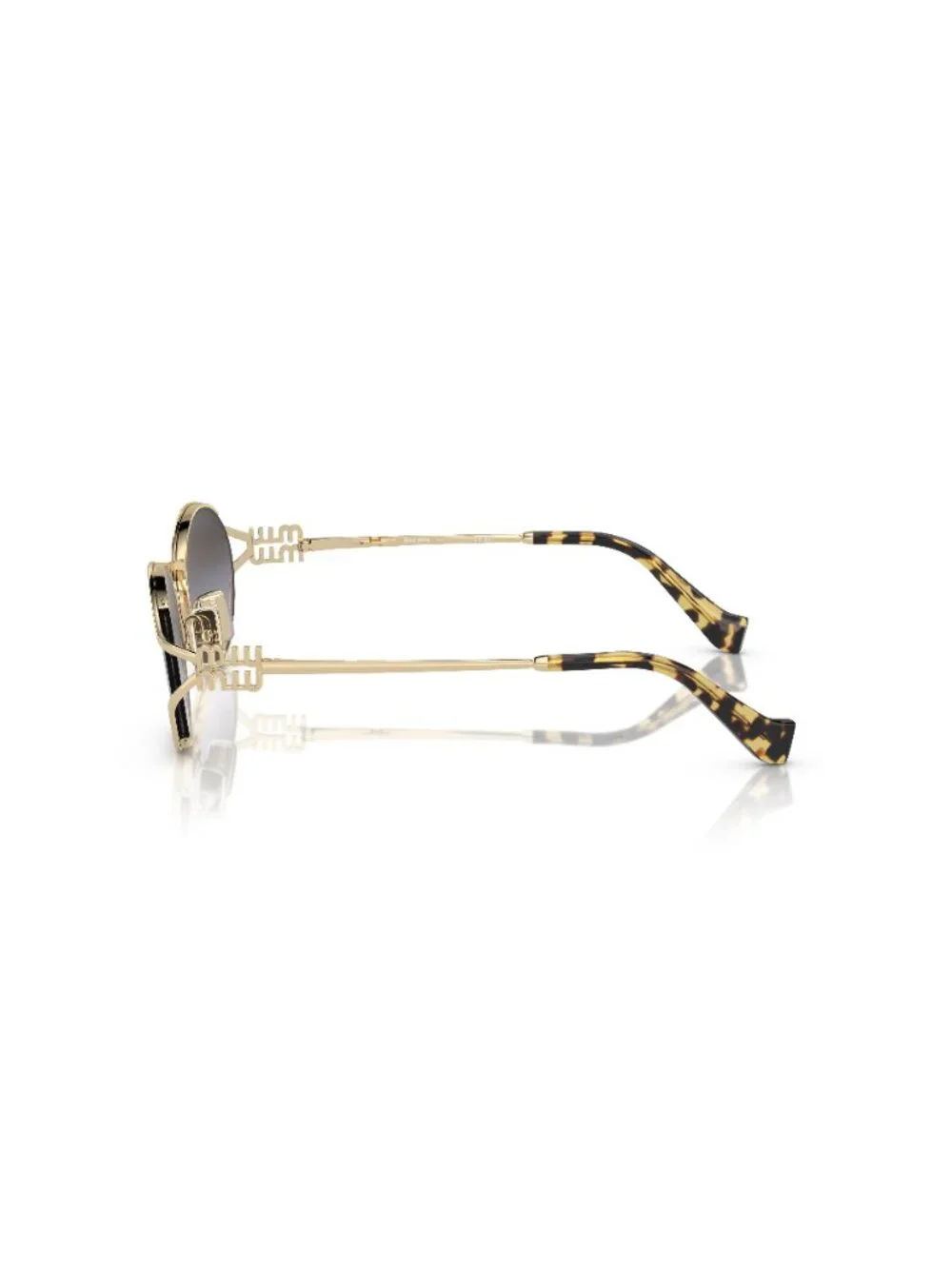 New Miu Miu Women's Sunglasses Gold Round Grey Lens Metal Frame MU 52YS ZVN5D1